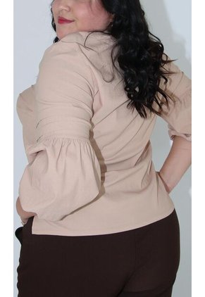 Blusa Para Mujer. Manga 3/4 Beige Marca L&H