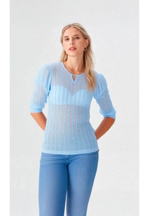 Camiseta Para Mujer Manga 3/4 Azul Marca L&H Ref. 5P409038