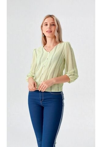 Blusa Para Mujer Manga 3/4 Verde Marca L&H Ref. 5P412236 L&H