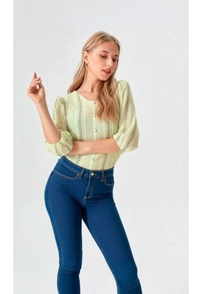 Blusa Para Mujer Manga 3/4 Verde Marca L&H Ref. 5P412236