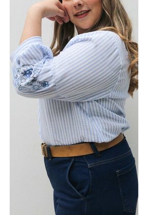 Blusa Para Mujer. Manga 3/4 Azul Marca L&H