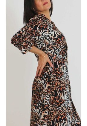 Vestido Para Mujer Manga 3/4 Terracota Marca L&H