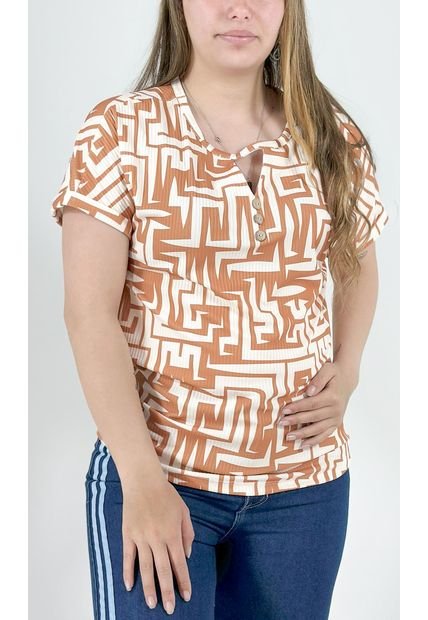 Camiseta Para Mujer Manga Corta Beige Marca L&H