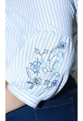 Blusa Para Mujer. Manga 3/4 Azul Marca L&H