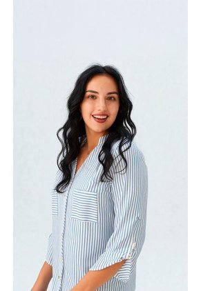 Blusa Para Mujer Manga 3/4 Azul Marca L&H Ref. 5P412242