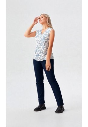 Blusa Para Mujer Manga Sisa Azul Marca L&H Ref. 5P412244