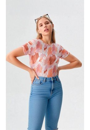 Blusa Para Mujer Manga Corta Coral Marca L&H Ref. 5P412245