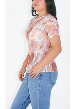 Blusa Para Mujer Manga Corta Coral Marca L&H Ref. 5P412245
