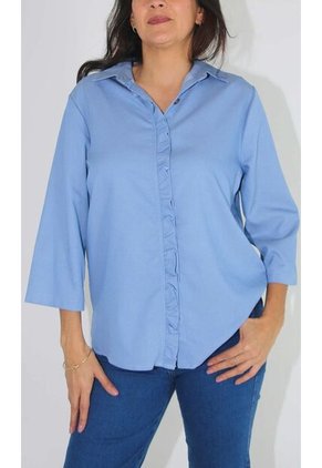 Blusa Para Mujer Manga 3/4 Azul Claro Marca L&H