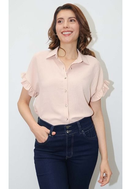 Blusa Para Mujer Manga Corta Beige Marca L&H