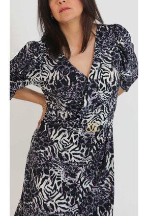 Vestido Para Mujer Manga 3/4 Gris Oscuro Marca L&H