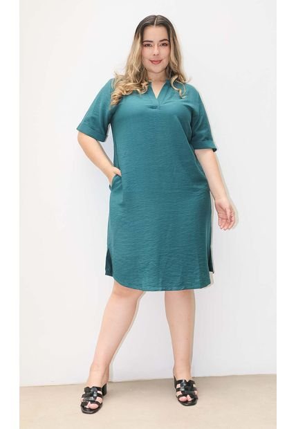 Vestido Para Mujer. Manga Corta Verde Marca L&H