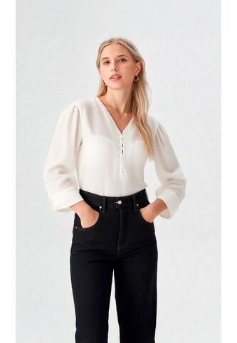 Blusa Para Mujer Manga 3/4 Beige Marca L&H Ref. 5P412250 L&H