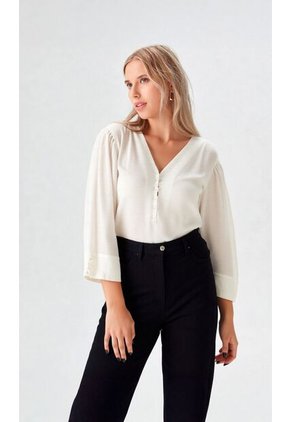 Blusa Para Mujer Manga 3/4 Beige Marca L&H Ref. 5P412250