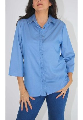 Blusa Para Mujer Manga 3/4 Azul Medio Marca L&H