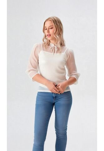 Blusa Para Mujer Manga 3/4 Crudo Marca L&H Ref. 5P412251 L&H