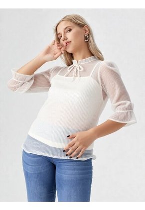 Blusa Para Mujer Manga 3/4 Crudo Marca L&H Ref. 5P412251