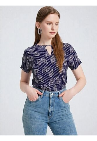 Camiseta Para Mujer Manga Corta Azul Marca L&H L&H