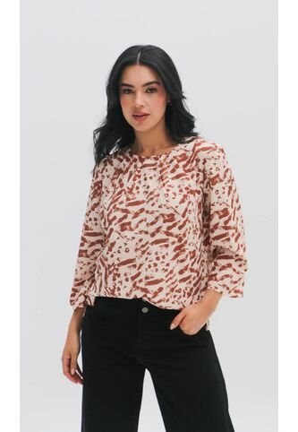 Blusa Para Mujer Manga 3/4 Taupe Marca L&H Ref. 5P412258 L&H