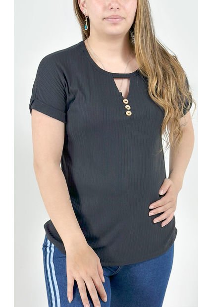 Camiseta Para Mujer Manga Corta Negro Marca L&H
