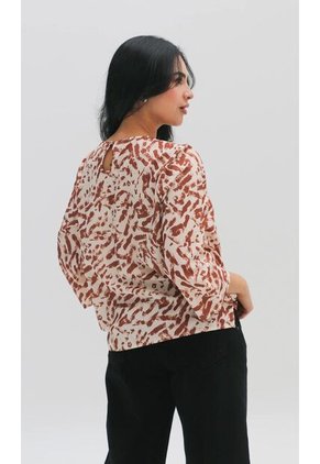 Blusa Para Mujer Manga 3/4 Taupe Marca L&H Ref. 5P412258