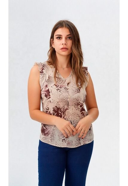 Blusa Para Mujer Manga Sisa Cafe Marca L&H Ref. 5P412261