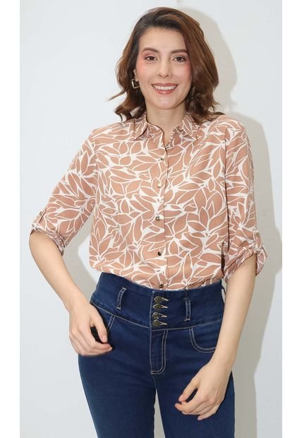 Blusa Para Mujer Manga 3/4 Terracota Marca L&H