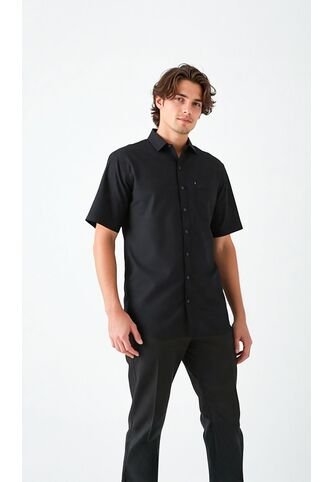 Camisa Para Hombre Manga Corta Negro Marca L&H L&H