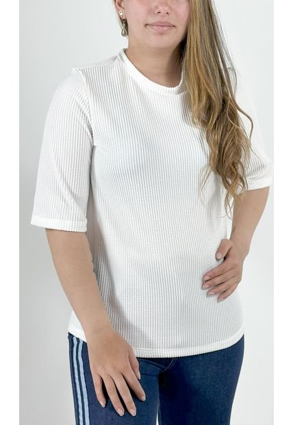 Camiseta Para Mujer Manga 3/4 Blanco Marca L&H