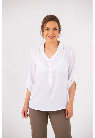 Blusa Para Mujer Manga 3/4 Blanco Marca L&H L&H
