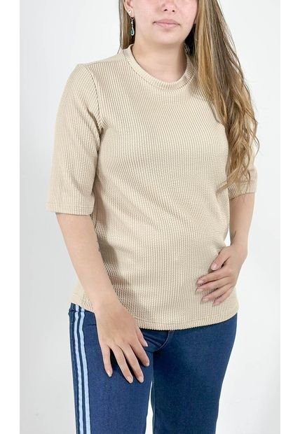 Camiseta Para Mujer Manga 3/4 Beige Marca L&H