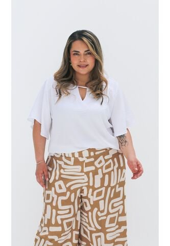 Blusa Para Mujer. Manga Corta Blanco Marca L&H Ref. 7K612008 L&H