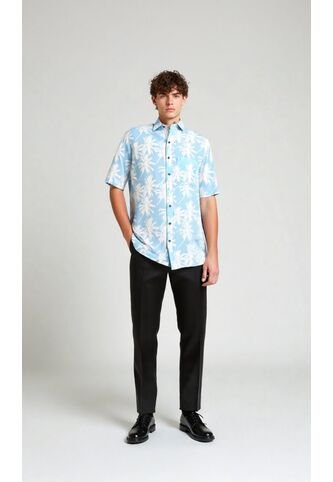 Camisa Para Hombre Manga Corta Azul Claro Marca L&H L&H