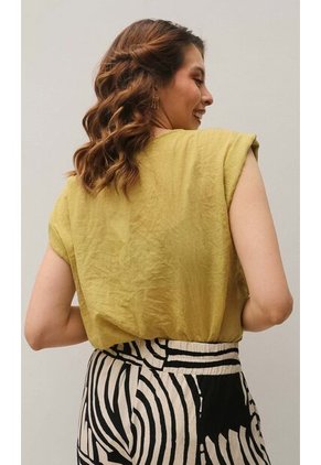 Blusa Para Mujer Manga Corta Mostaza Marca L&H