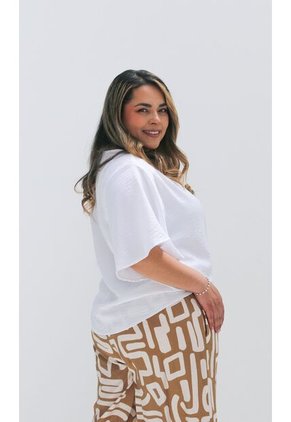 Blusa Para Mujer. Manga Corta Blanco Marca L&H Ref. 7K612008