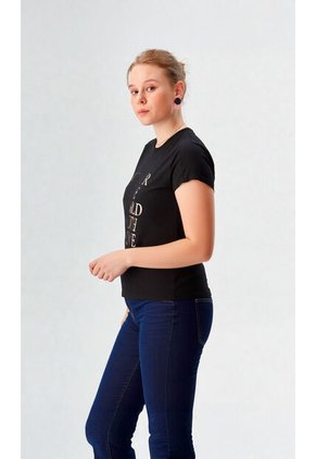 Camiseta Para Mujer Manga Corta Negro Marca L&H Ref. 7S409048