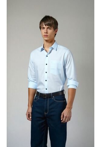 Camisa Para Hombre Manga Larga Azul Marca L&H L&H