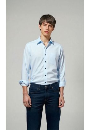 Camisa Para Hombre Manga Larga Azul Marca L&H