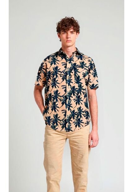 Camisa Para Hombre Manga Corta Taupe Marca L&H