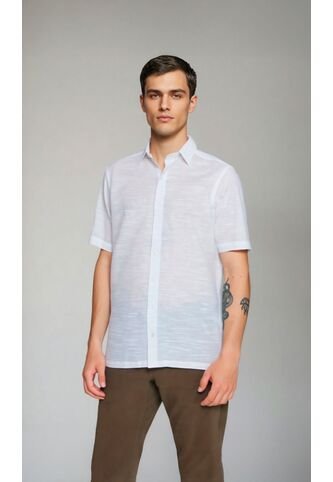 Guayabera Para Hombre Manga Corta Blanco Marca L&H L&H
