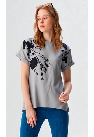Blusa Para Mujer Manga Corta Gris Claro Marca L&H Ref. 1F412700 L&H