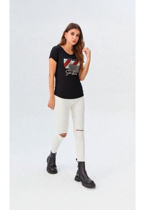 Camiseta Para Mujer Manga Corta Negro Marca L&H Ref. 5G409260