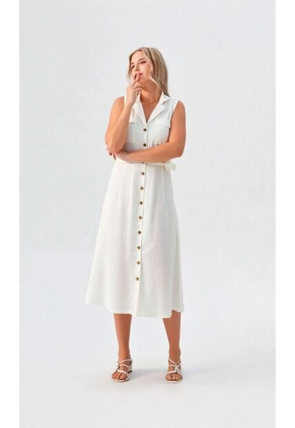 Vestido Para Mujer Manga Sisa Crudo Marca L&H Ref. 1Y417033