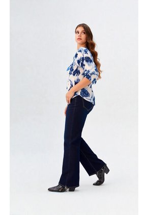 Blusa Para Mujer Manga 3/4 Azul Marca L&H Ref. 5P412282