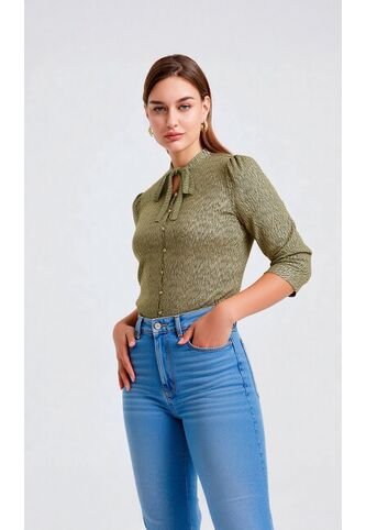 Blusa Para Mujer Manga 3/4 Verde Marca L&H Ref. 9V412008 L&H