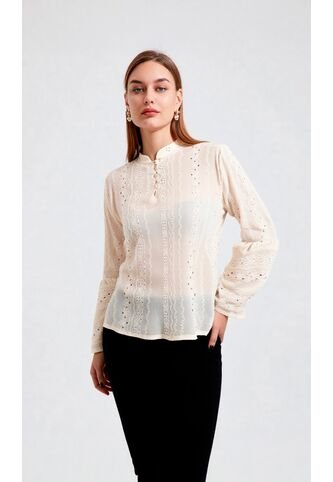 Blusa Para Mujer Manga Larga Beige Marca L&H Ref. 9V412009 L&H