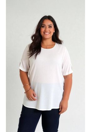 Blusa Para Mujer. Manga Corta Blanco Marca L&H Ref. 5P612105