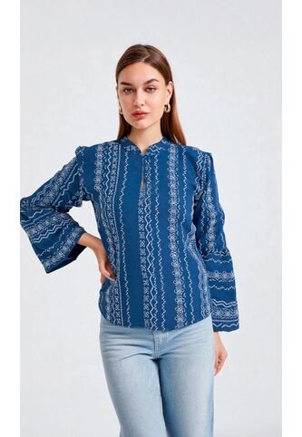 Blusa Para Mujer Manga Larga Azul Marca L&H Ref. 9V412009 L&H