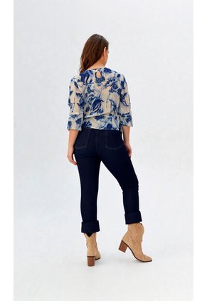 Blusa Para Mujer Manga 3/4 Azul Marca L&H Ref. 5P412282