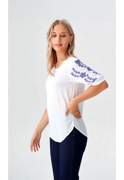 Blusa Para Mujer Manga Corta Blanco Marca L&H Ref. 1F412708
